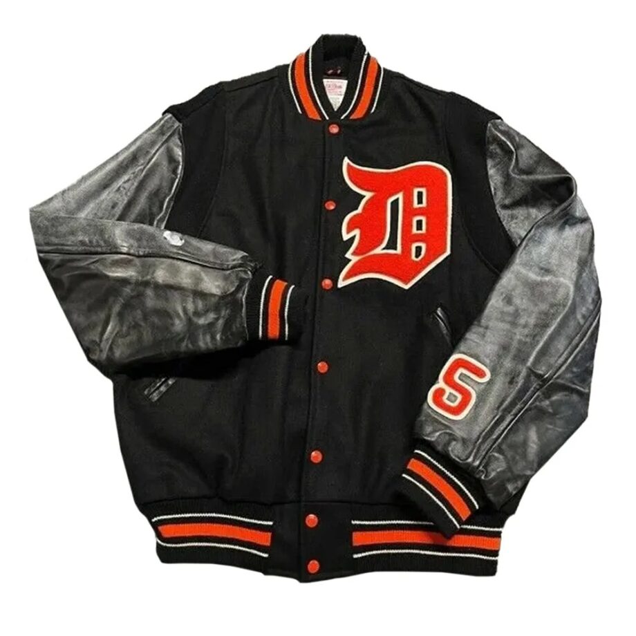 Detroit Tigers Black Letterman Jacket
