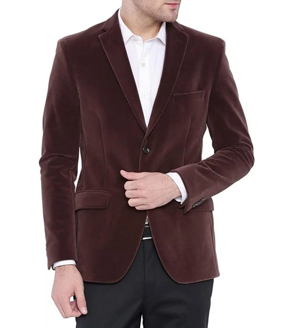 Brown Velvet Blazer for Men
