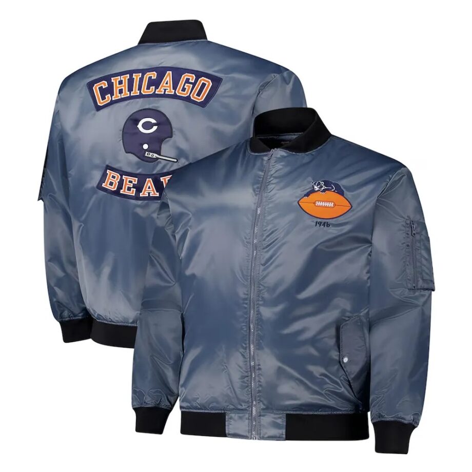 Chicago Bears Grey Bomber Jacket