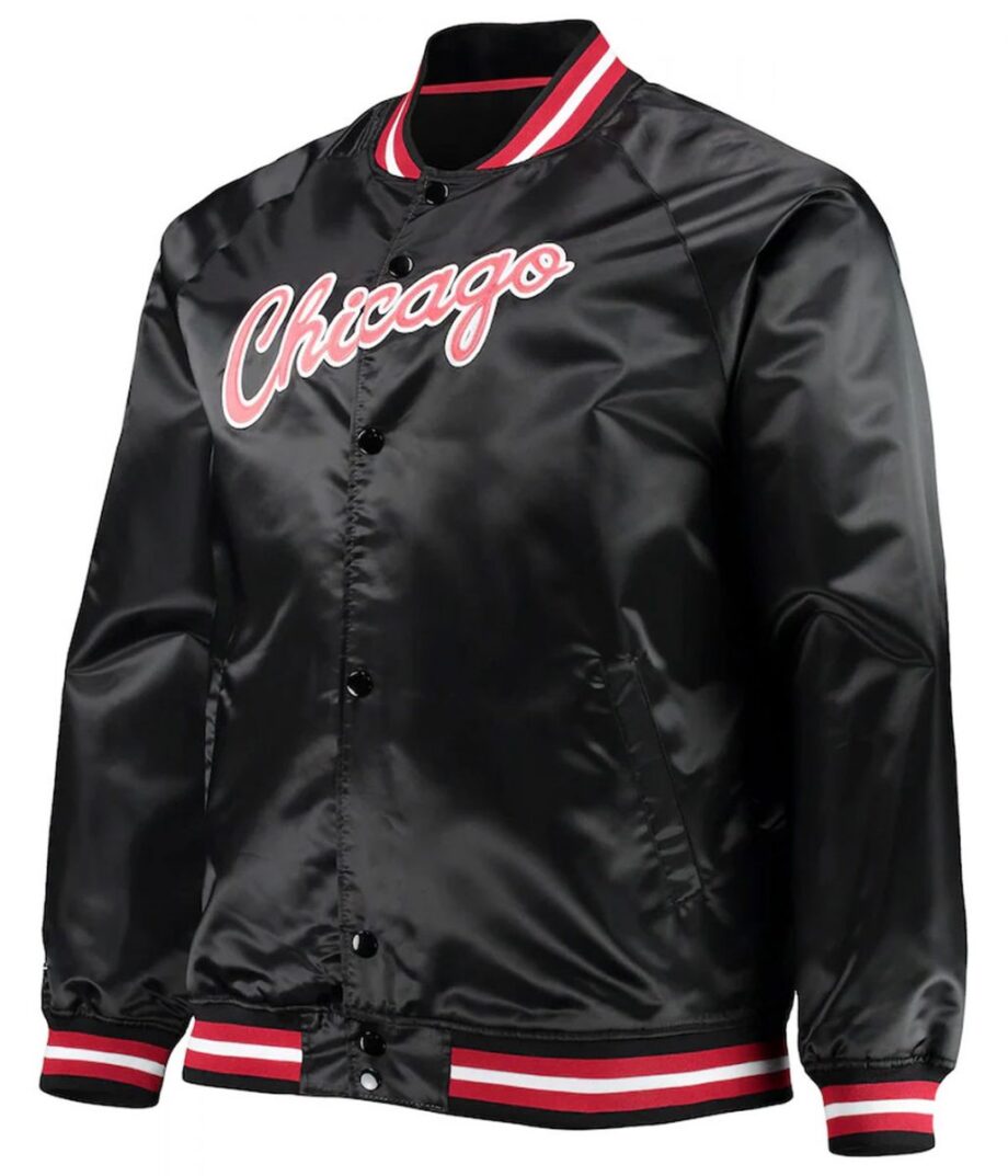 Chicago Bulls Hardwood Classics Raglan Satin Black Jacket