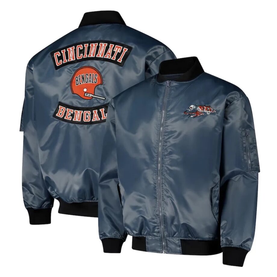 Cincinnati Bengals Grey Bomber Full-Zip Jacket