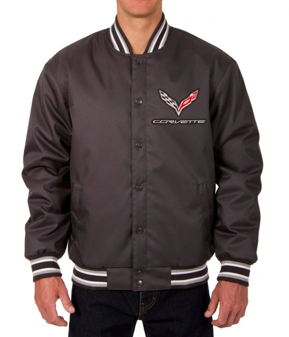 Varsity Corvette Poly Black Satin Jacket