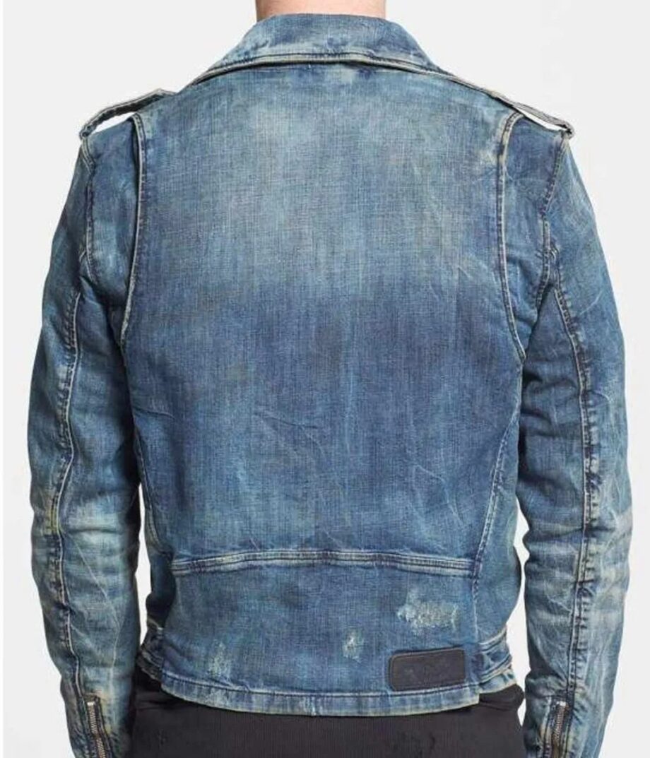 Mens Blue Jean Biker Jacket