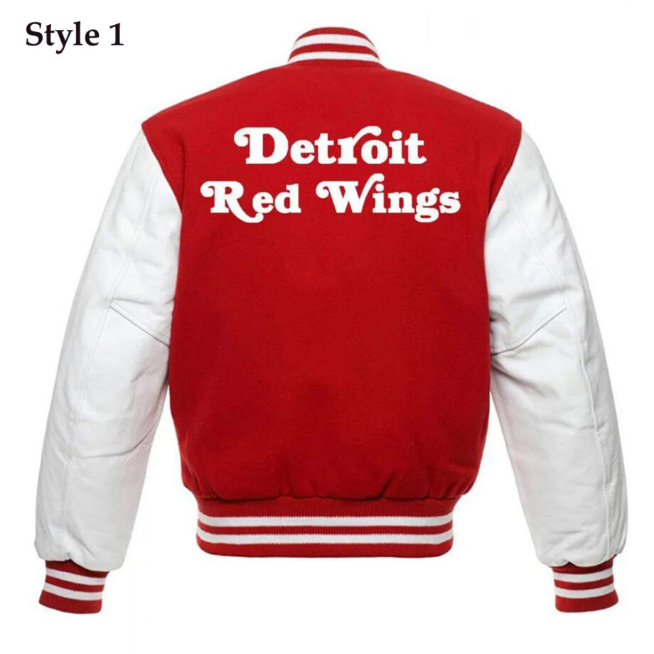 Detroit Red Wings Red & White Letterman Jacket