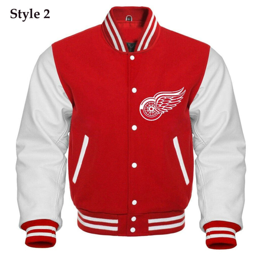 Detroit Red Wings Red & White Letterman Jacket