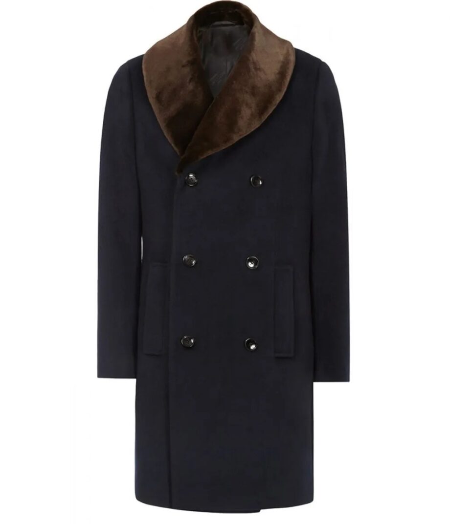 Men’s Reiss Brody Navy Blue Coat with Shawl Collar