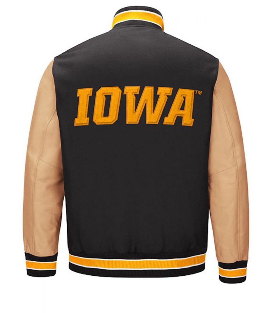 Iowa Hawkeyes Black & Brown Letterman Jacket
