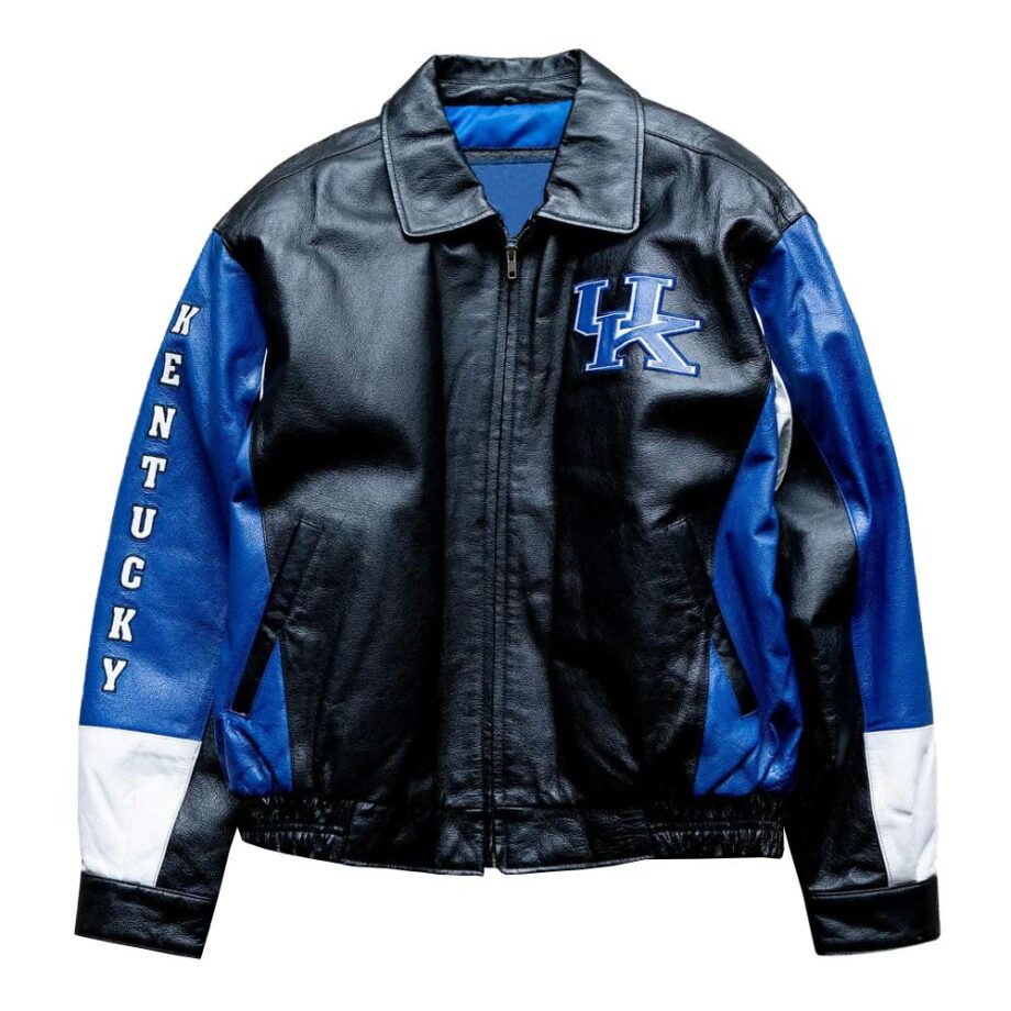 NCAA Kentucky Wildcats Blue & Black Leather Jacket