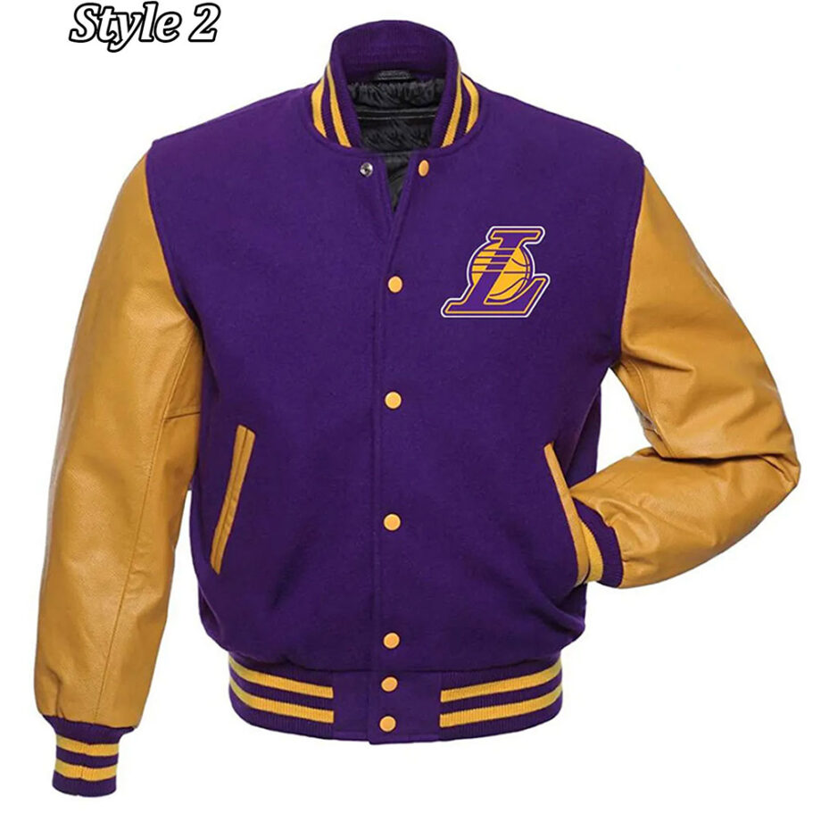 Los Angeles Lakers NBA Purple & Yellow Letterman Jacket