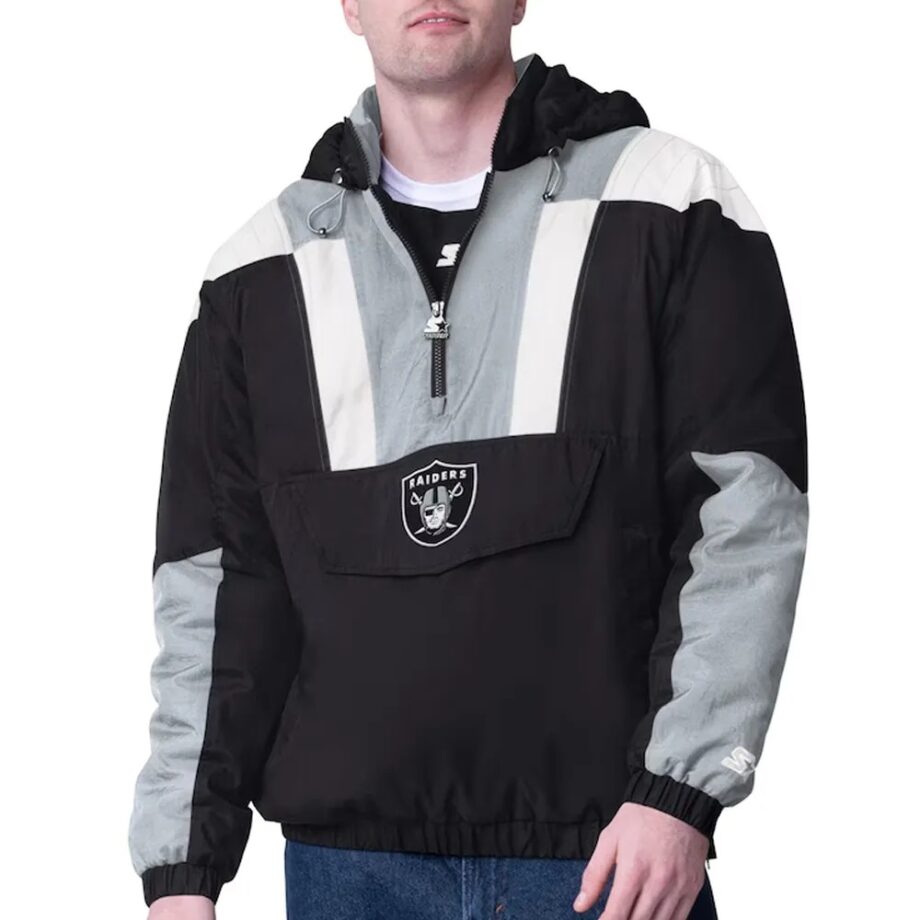 Black Las Vegas Raiders Charger Half-Zip Pullover Jacket