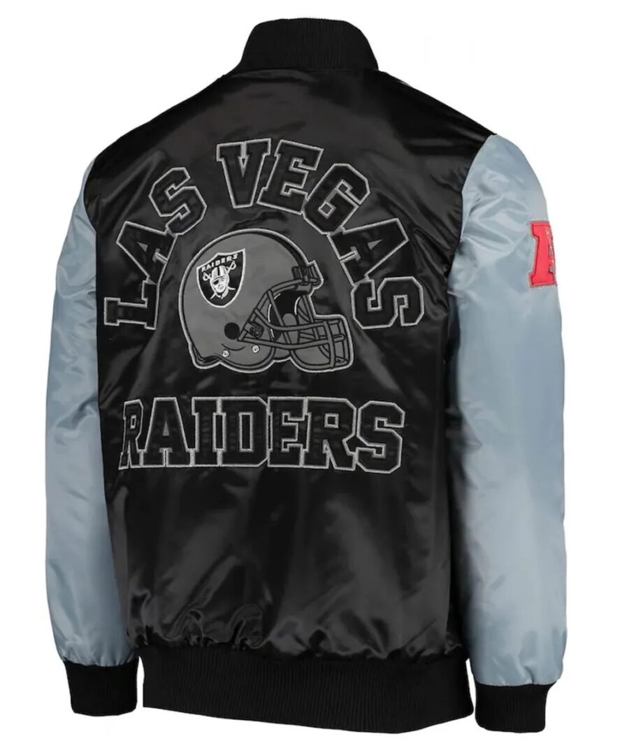 Las Vegas Raiders Grey and Black Satin Jacket