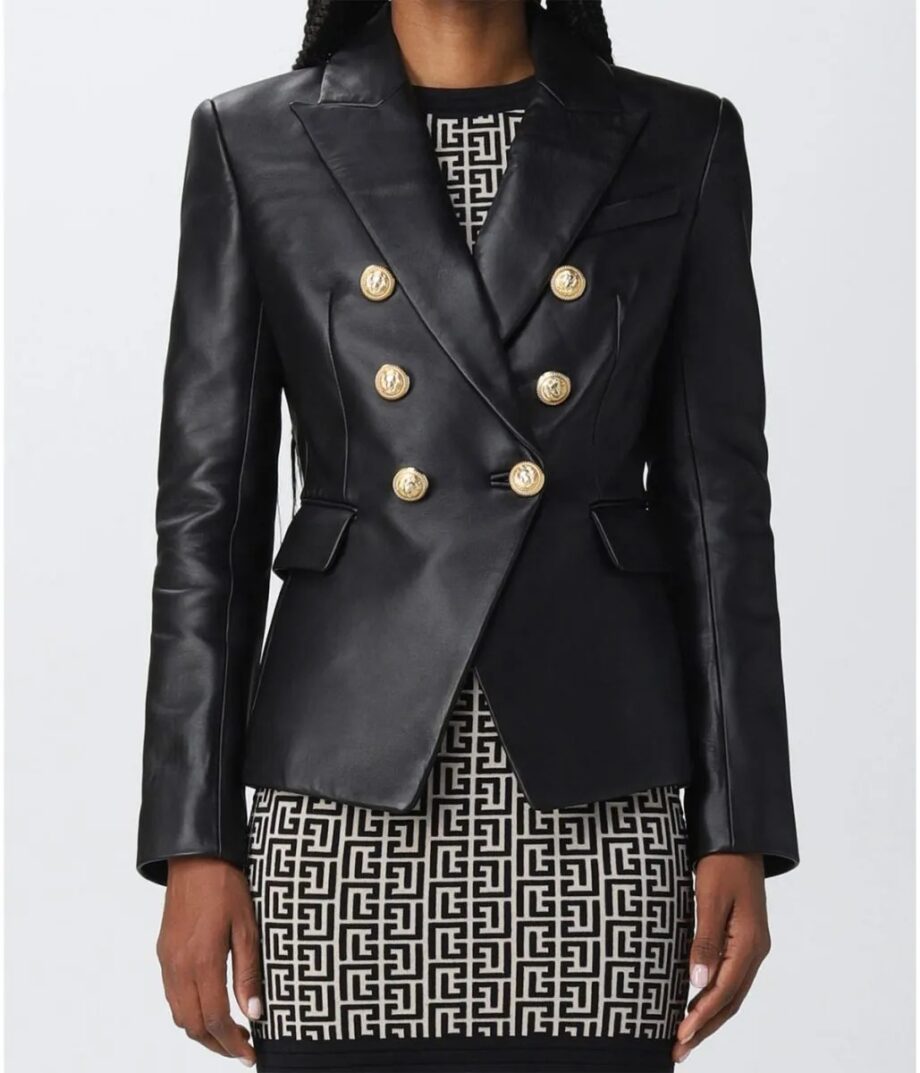 Laysla De Oliveira Locke & Key Leather Blazer