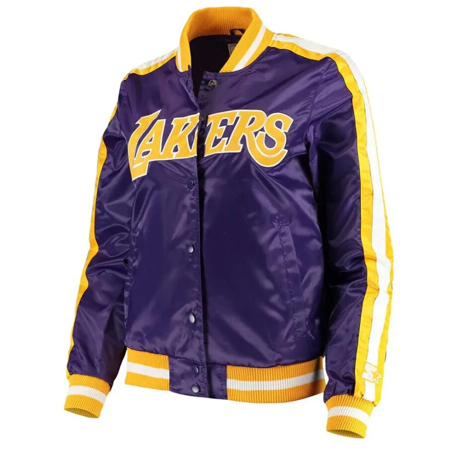 LA Lakers Competition Striped Satin Jacket