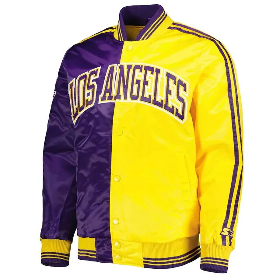 LA Lakers Fast Break Purple & Gold Satin Jacket