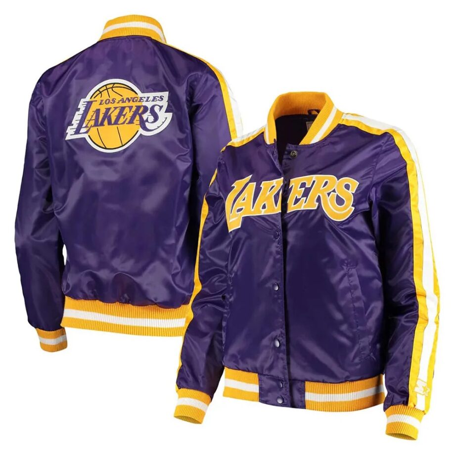 LA Lakers Competition Striped Satin Jacket