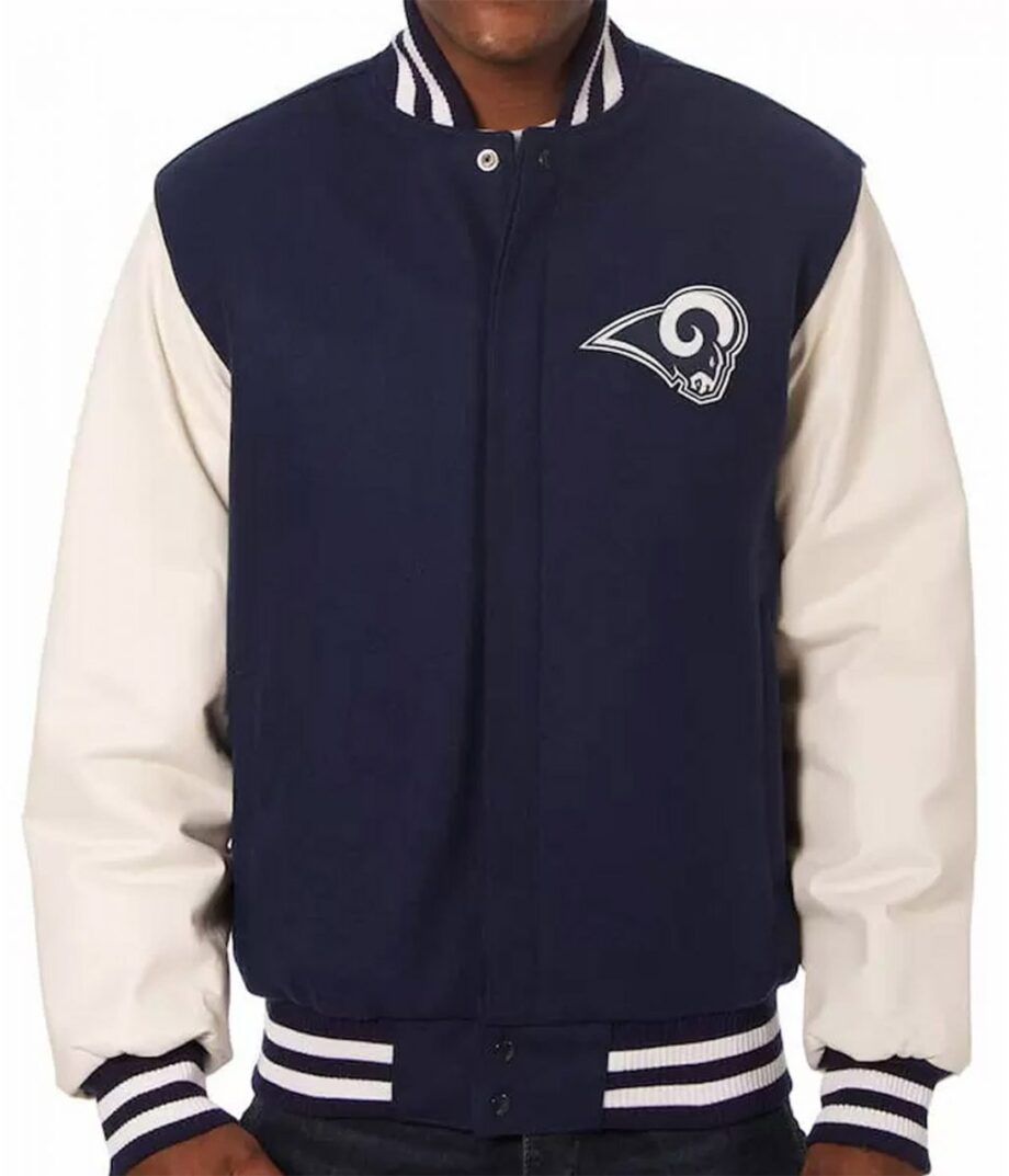 Varsity LA Rams White and Blue Jacket