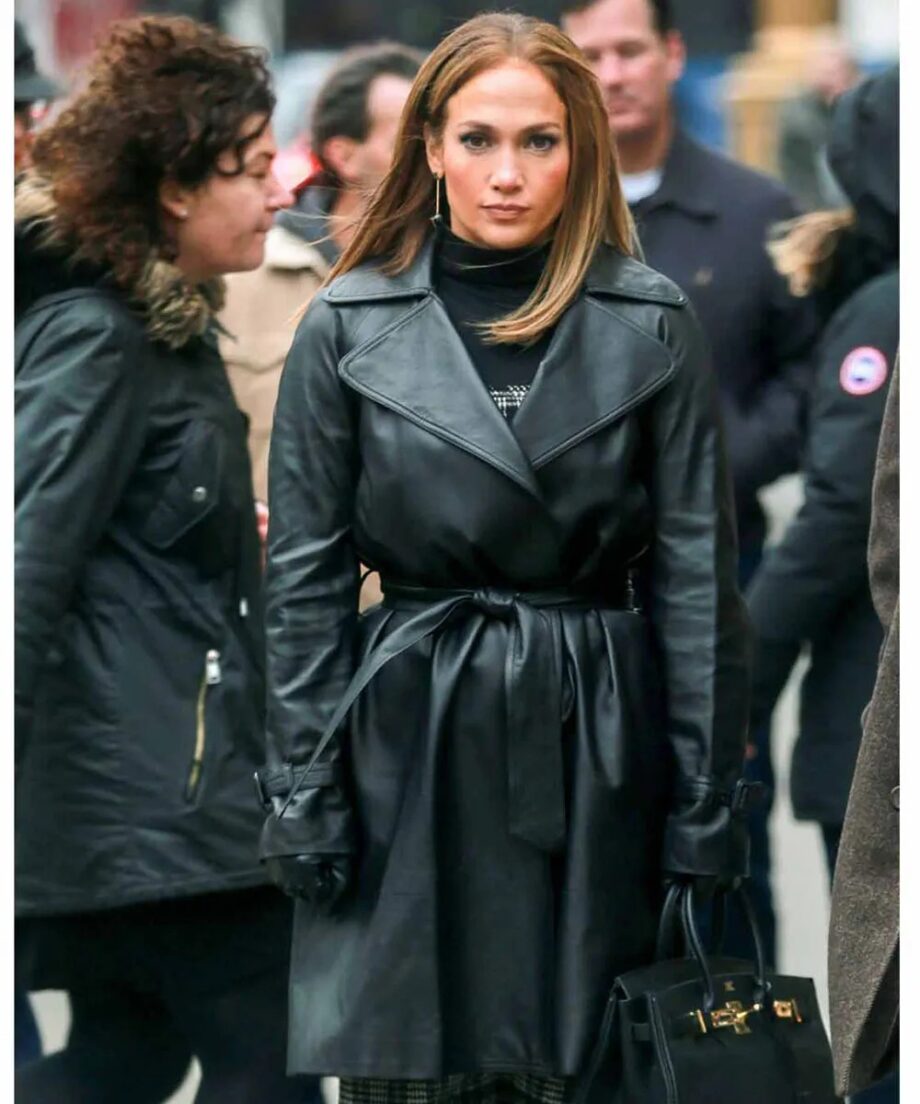 Jennifer Lopez Second Act Black Leather Coat