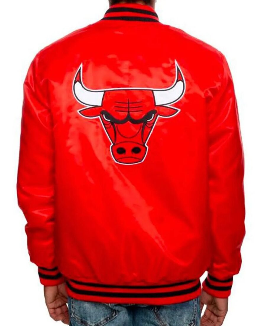 Mens Chicago Bulls Red Satin Jacket
