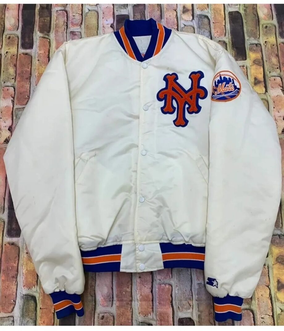 Mets New York White Satin Jacket