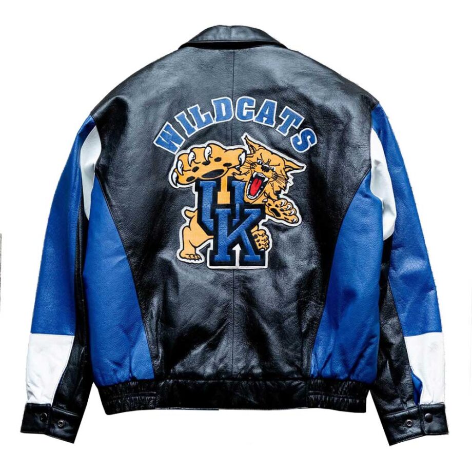 NCAA Kentucky Wildcats Blue & Black Leather Jacket