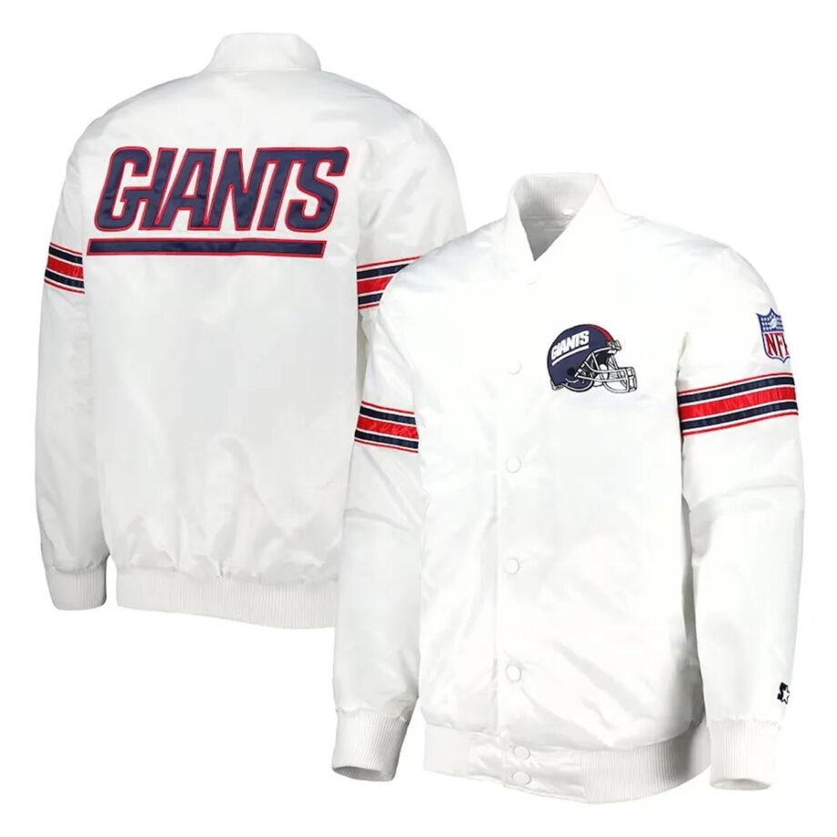 NY Giants The Power Forward White Satin Jacket