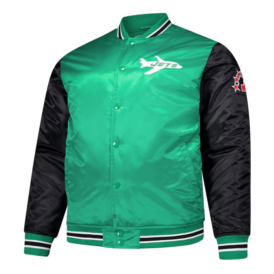 NY Jets Kelly Green & Black Satin Jacket