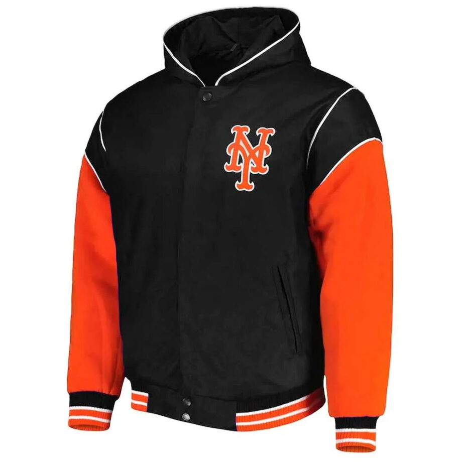 NY Mets Black and Orange Hoodie Jacket