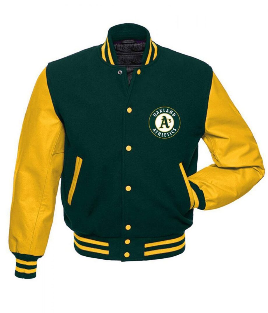 Oakland Athletics MLB Yellow & Green Letterman Jacket