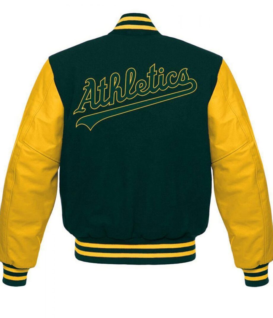 Oakland Athletics MLB Yellow & Green Letterman Jacket