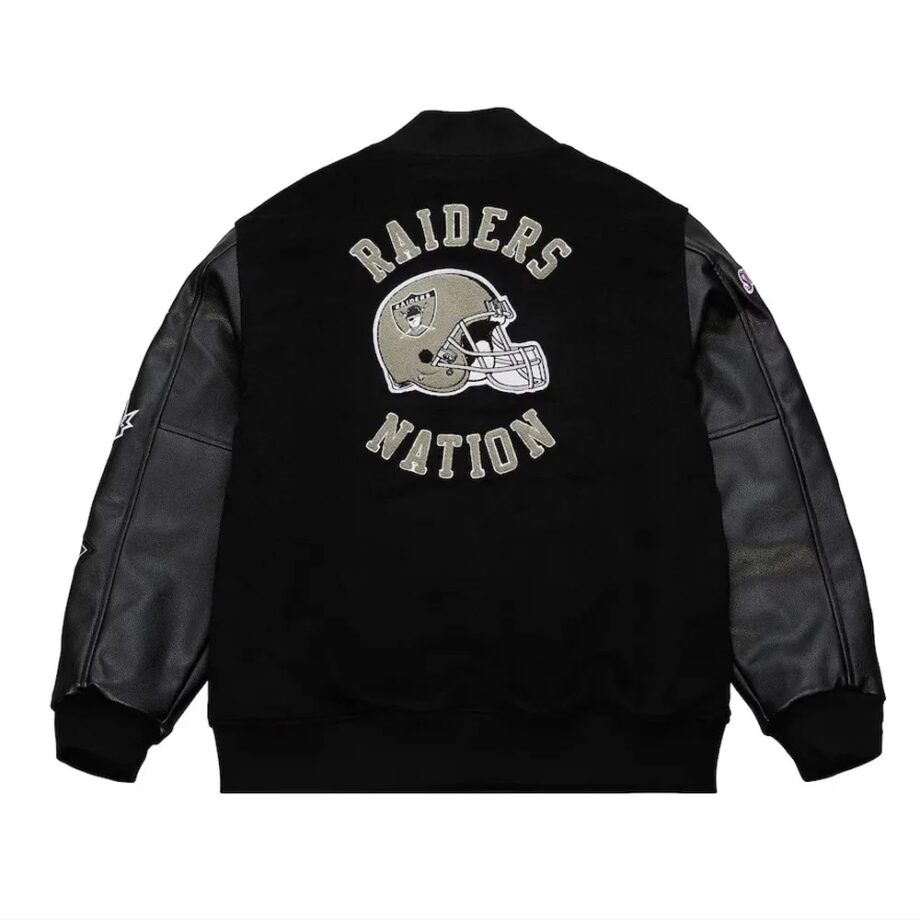 Oakland Raiders Blackout Vintage Logo Varsity Jacket