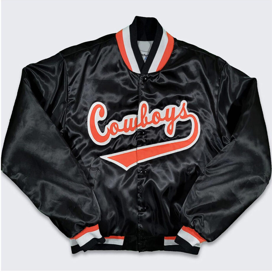 Vintage 90s Oklahoma State Cowboys Black Bomber Jacket