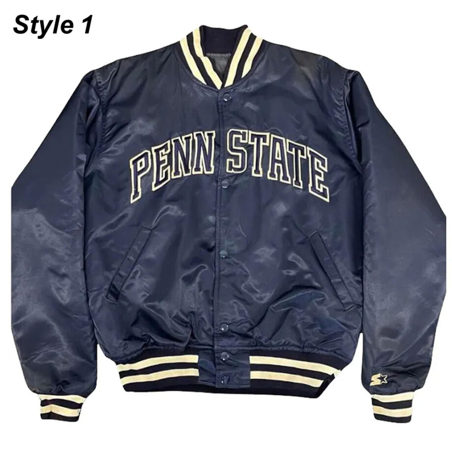 Vintage 80s Penn State Nittany Lions Navy Satin Jacket
