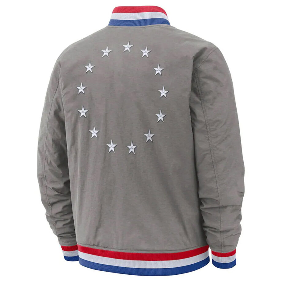 Philadelphia 76ers City Edition Courtside Gray Bomber Jacket