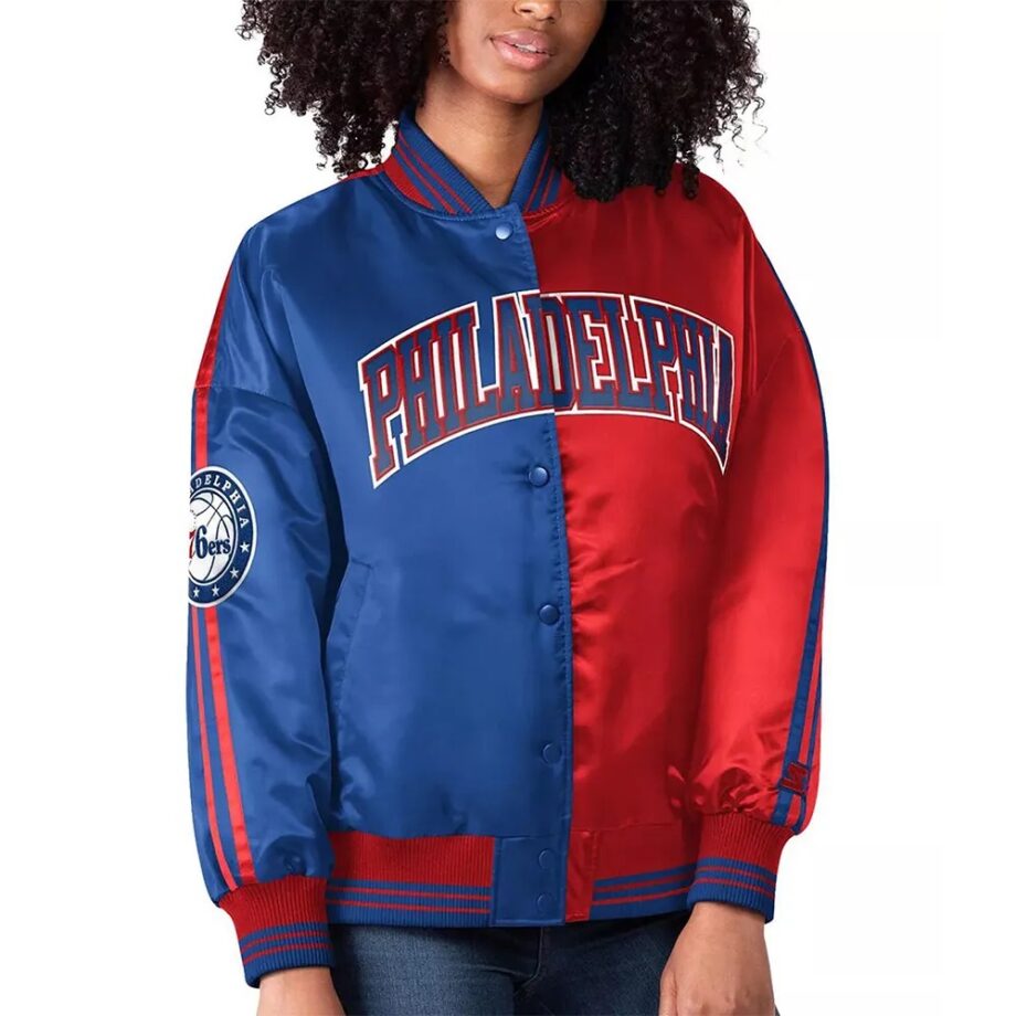 Philadelphia 76ers Split Colorblock Satin Jacket