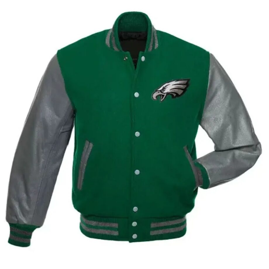 Philadelphia Eagles Green And White Letterman Jacket