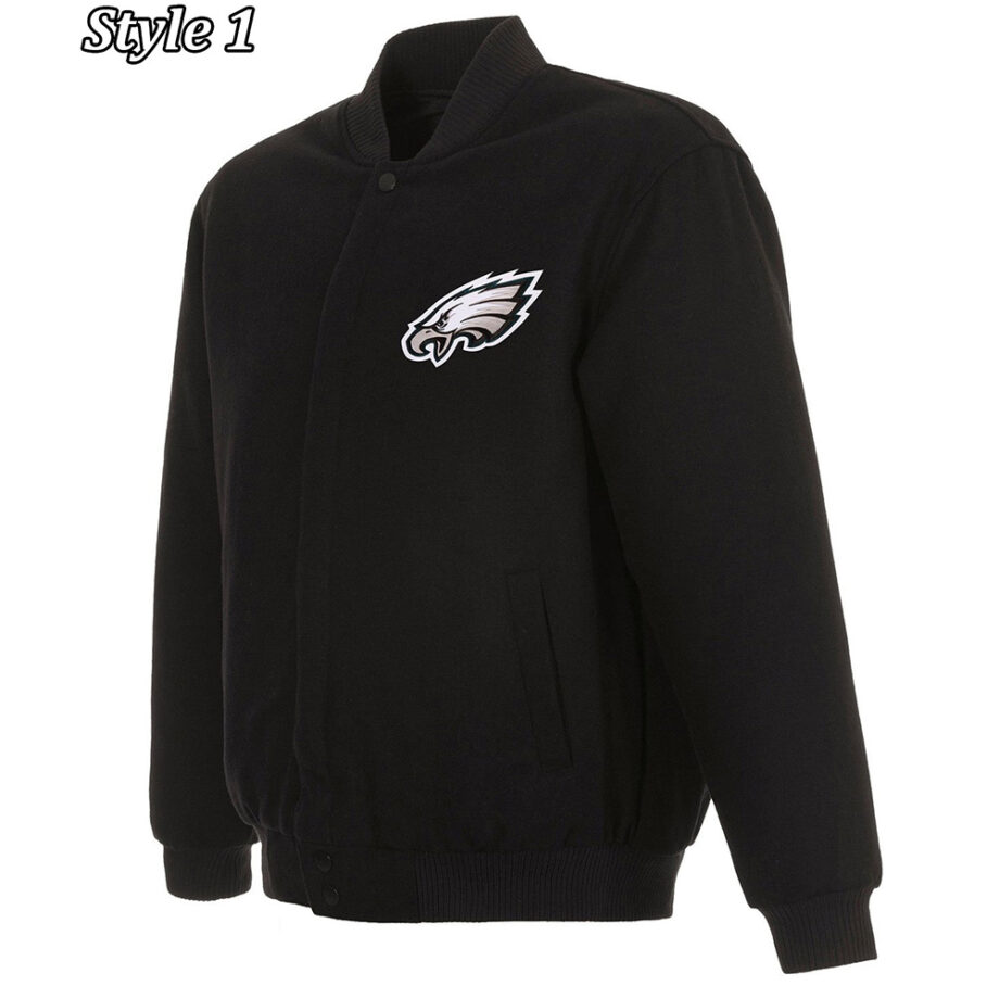 Philadelphia Eagles Black Wool Varsity Jacket