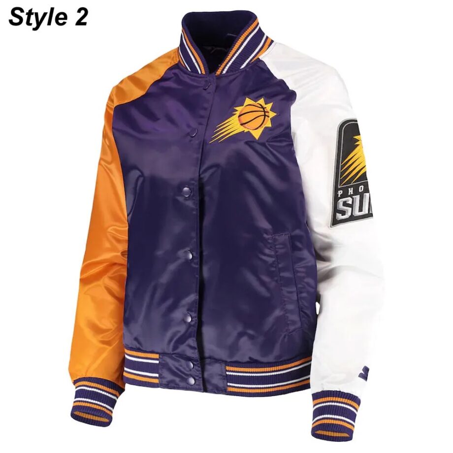 Phoenix Suns Reliever Purple and Orange Satin Jacket