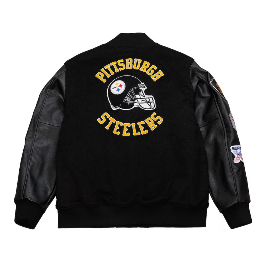 Pittsburgh Steelers Blackout Vintage Logo Varsity Jacket