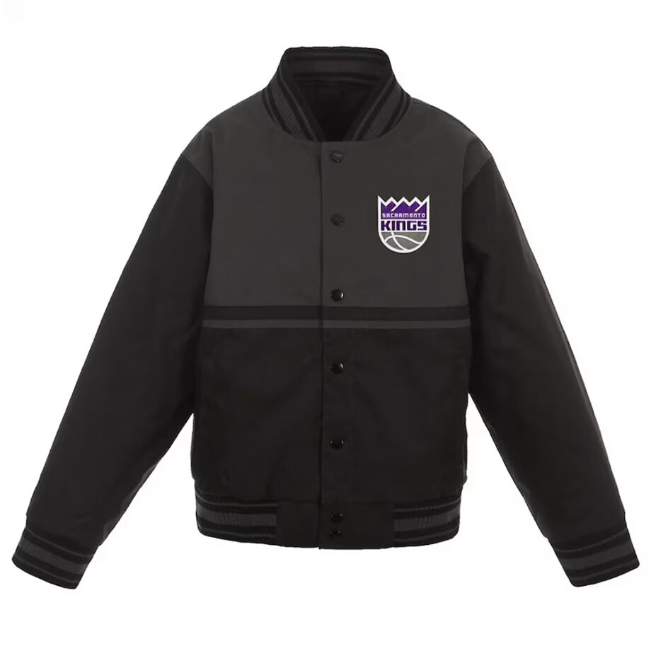 Youth Sacramento Kings Black/Charcoal Twill Jacket