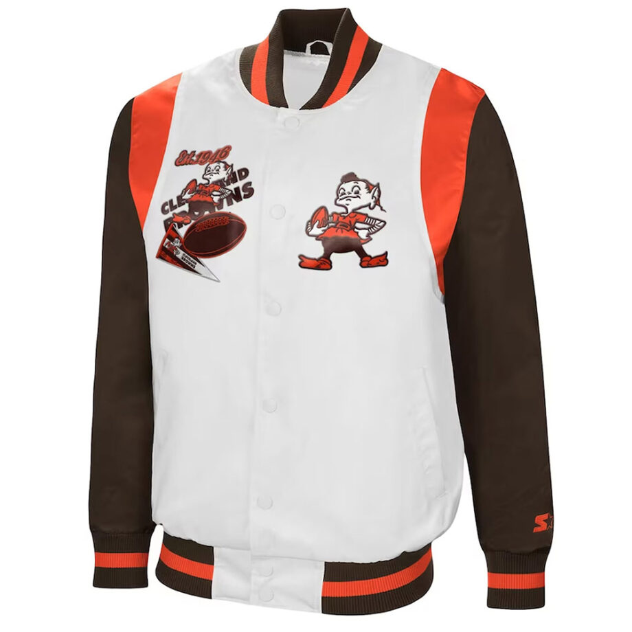 Cleveland Browns Retro All-American White/Brown Jacket
