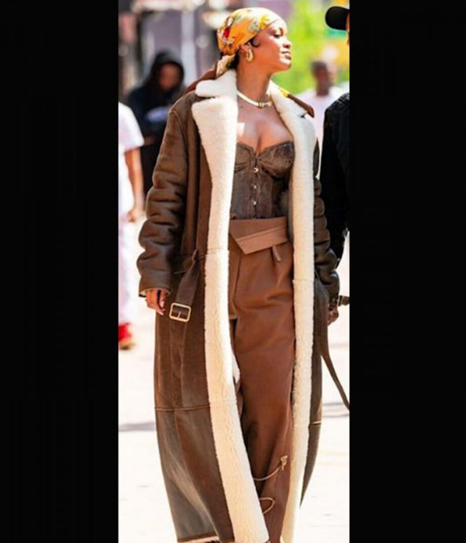 Rihannas The Bronx NYC Shearling Leather Coat