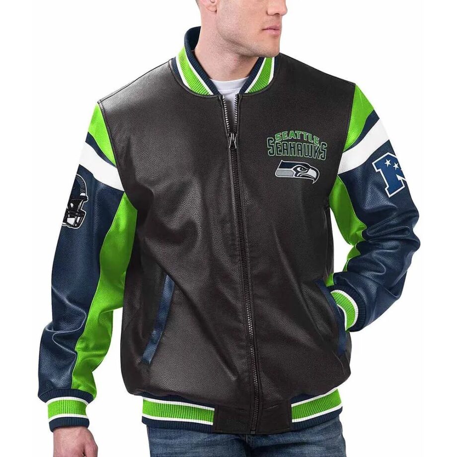 Seattle Seahawks Black Varsity Leather Jacket