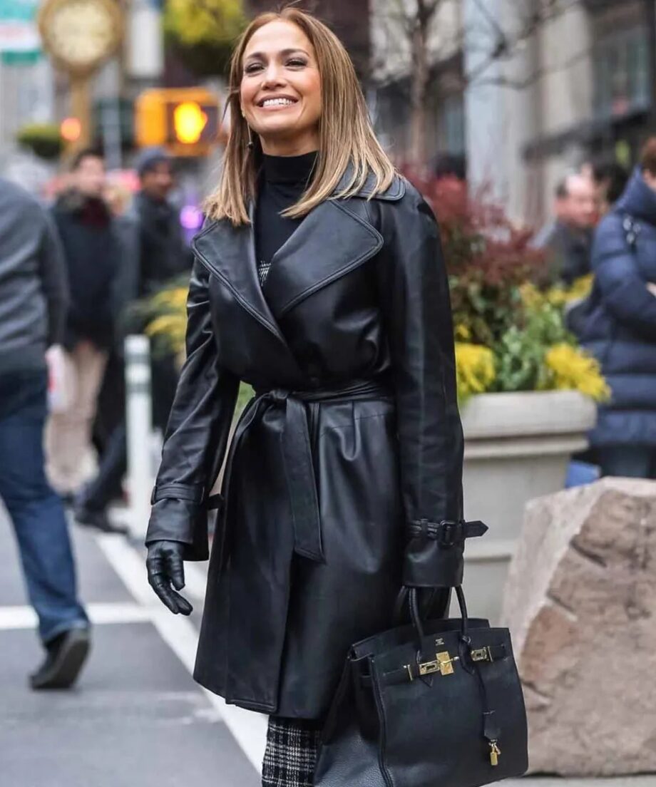 Jennifer Lopez Second Act Black Leather Coat