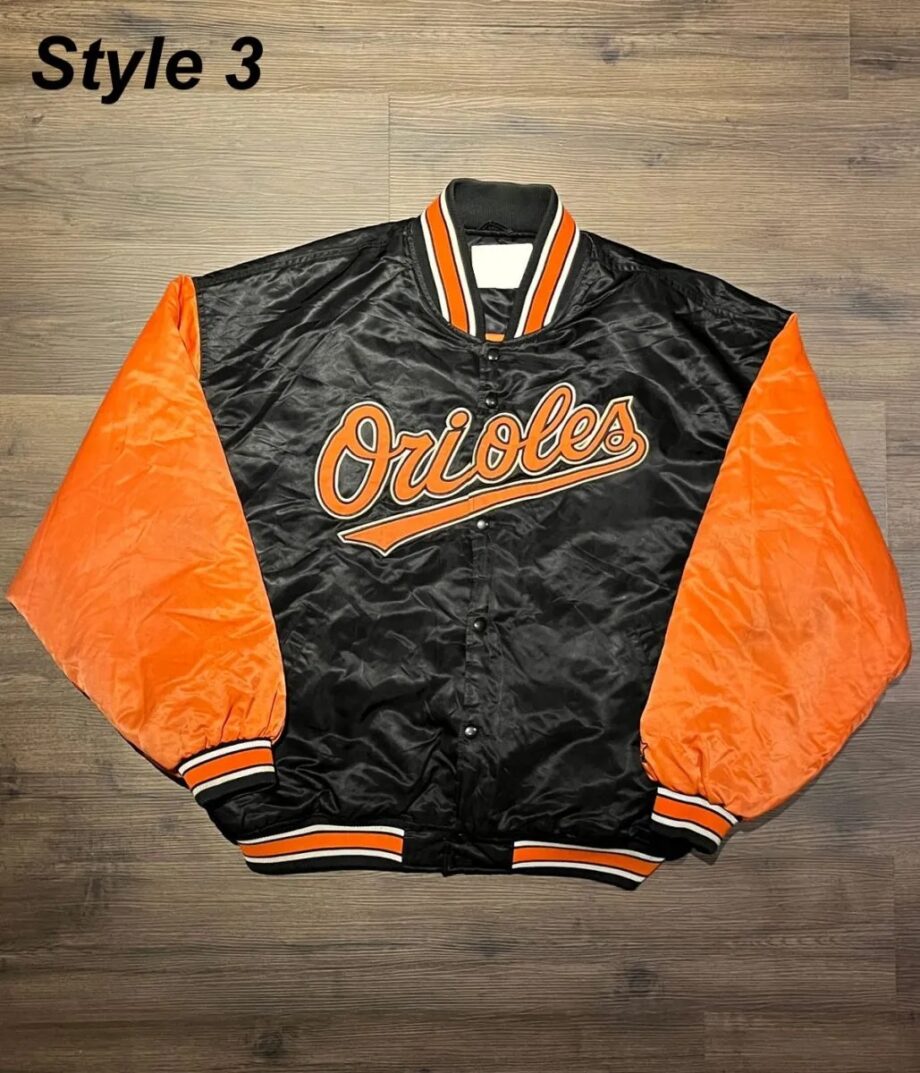 Baltimore Orioles 70’s Bomber Black Jacket