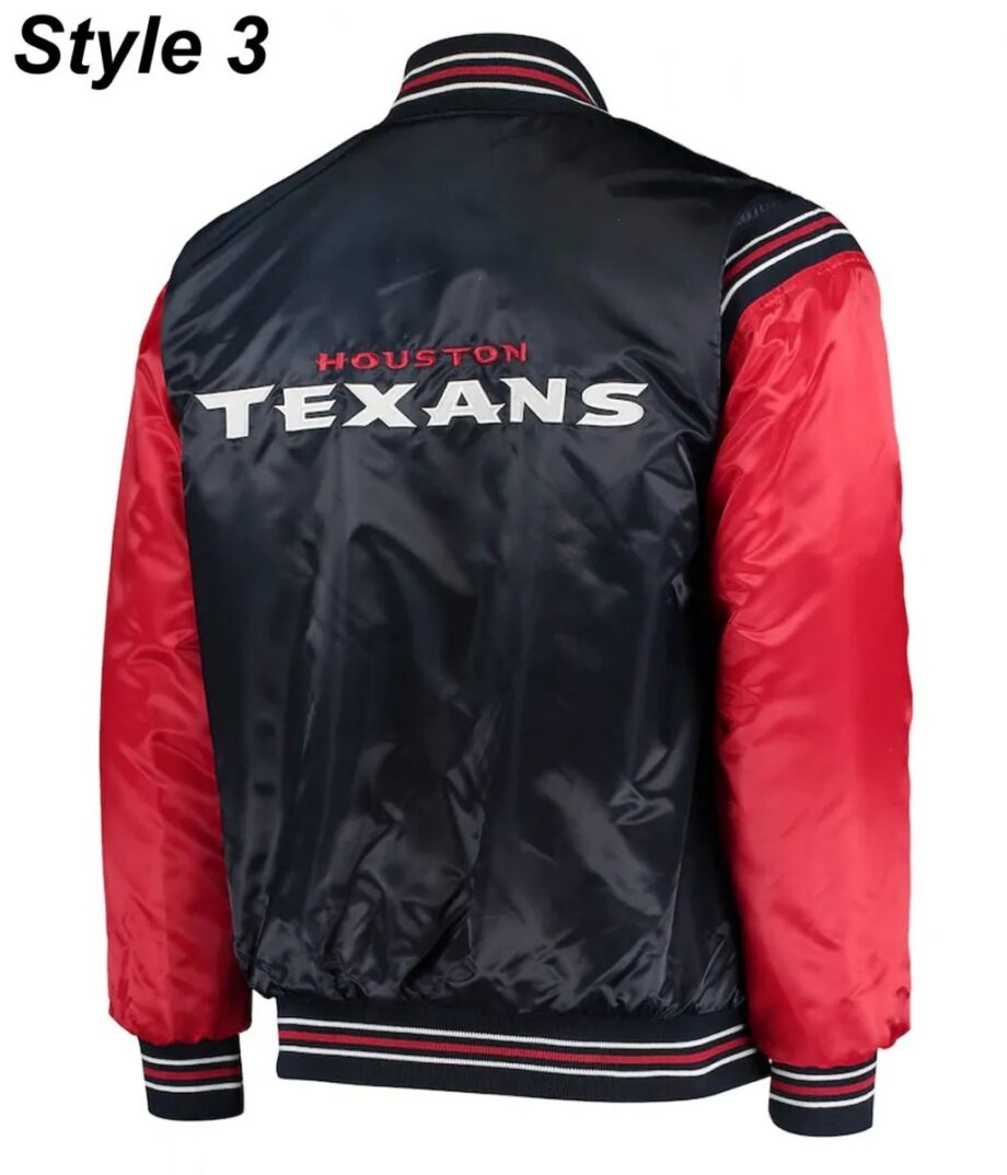 Houston Texans Navy Blue Satin Bomber Jacket