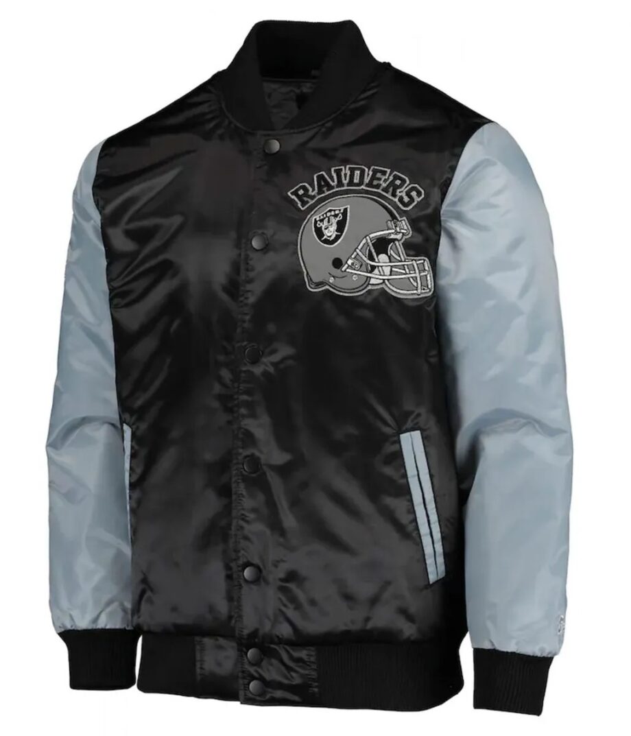 Las Vegas Raiders Grey and Black Satin Jacket