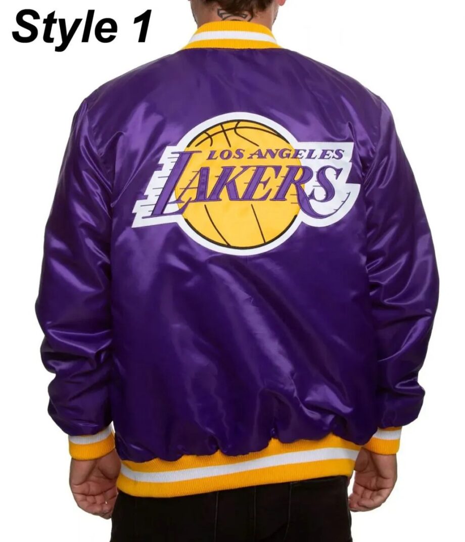 Bomber LA Lakers Purple Satin Jacket