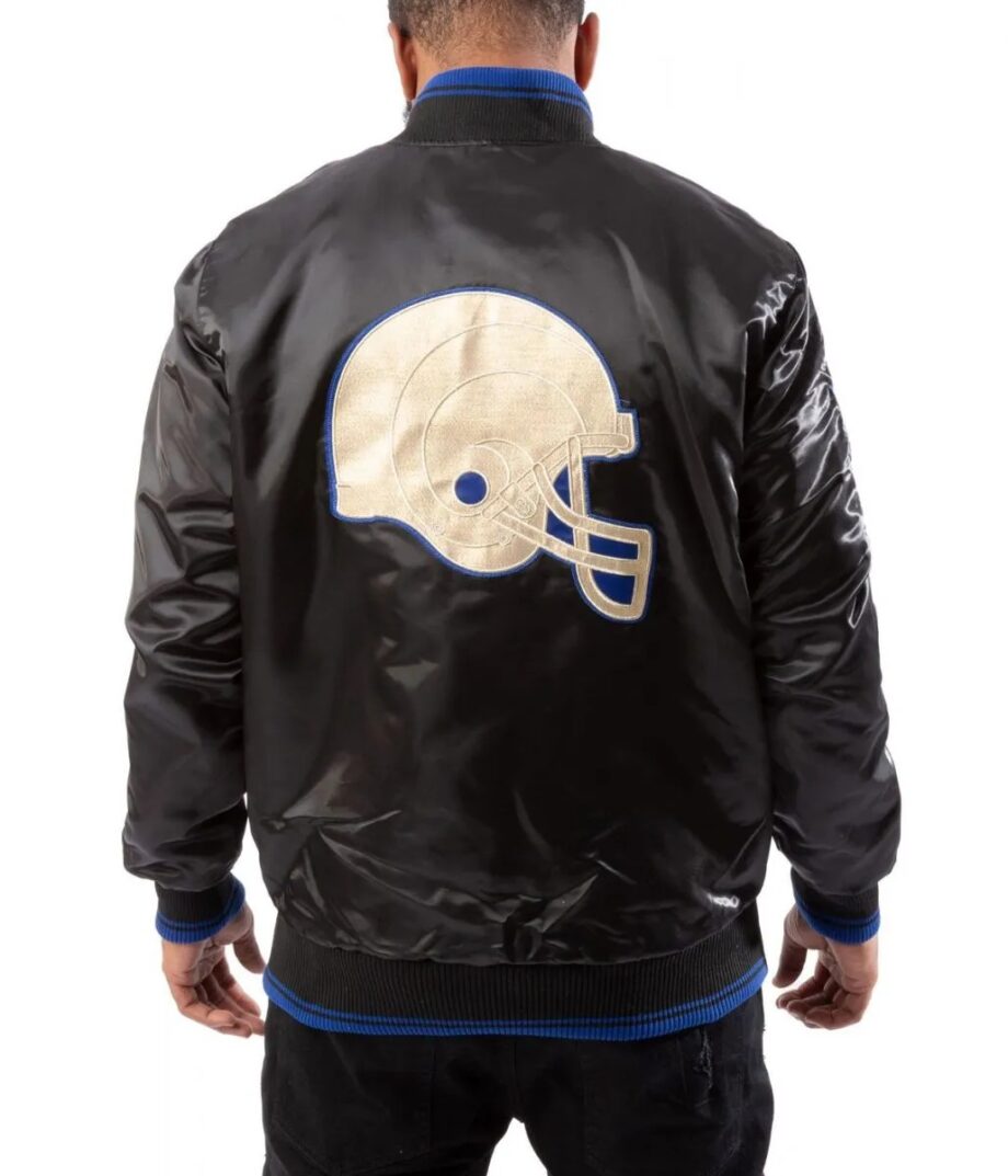 Los Angeles Rams Black Satin Bomber Jacket