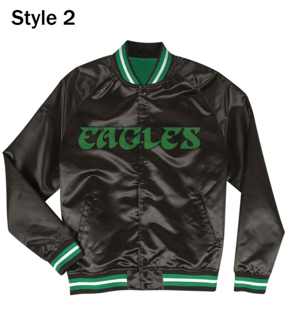 Philadelphia Eagles NFL Satin Black Jacket