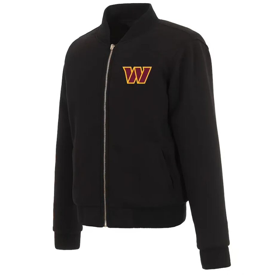 Washington Commanders Black Nylon Bomber Jacket